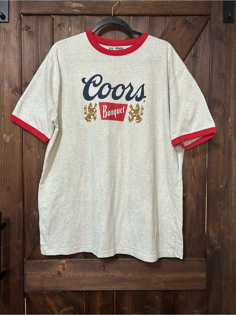 Short Sleeve Ringer Tee in Heather Gray with Red Trim